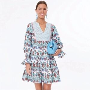 TNUCK BEACH Tuckernuck Teal and Seagrass Block Print Kenzo Dress Size XS